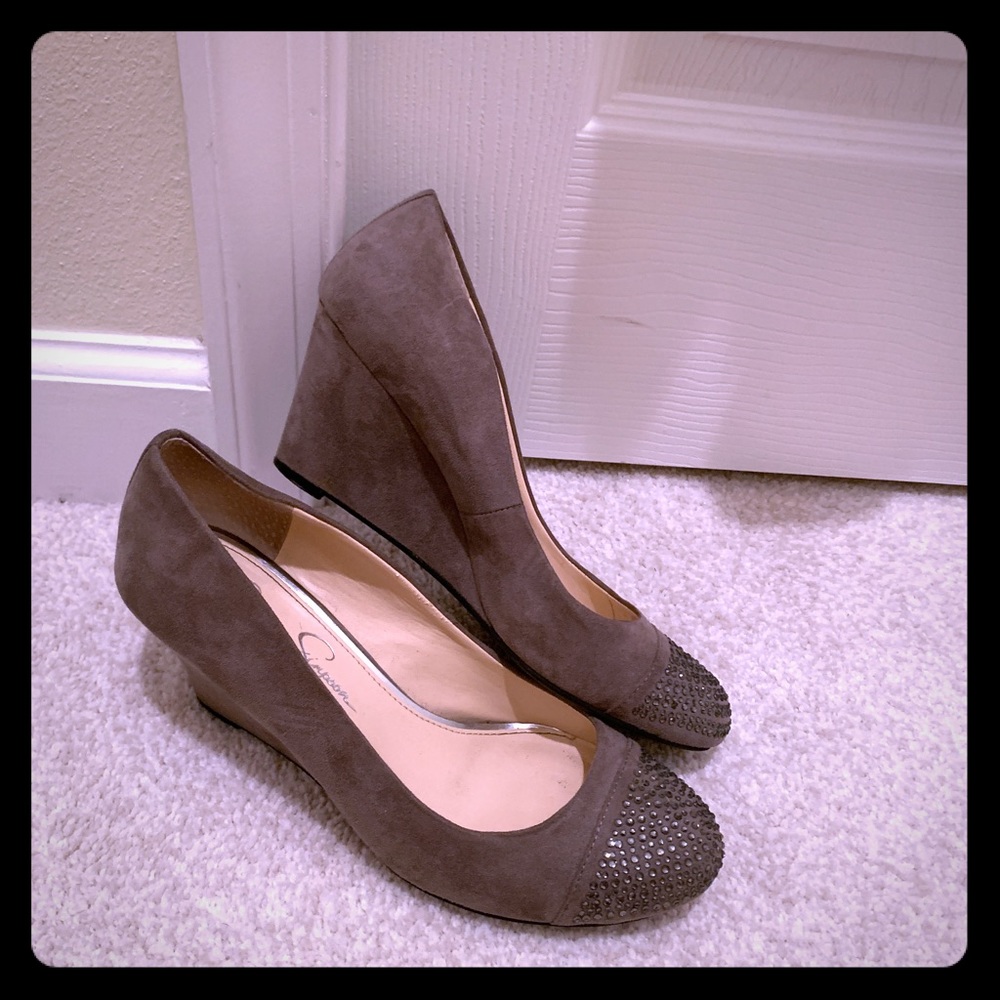 Jessica Simpson embellished wedge heels